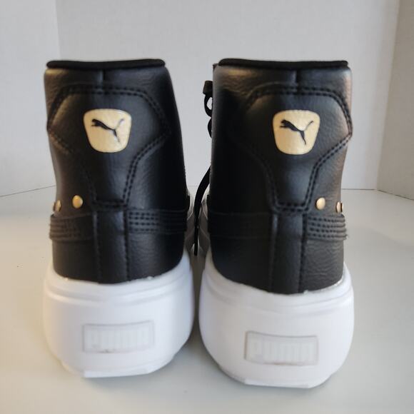 Puma kids Kaia Mid Stud Jr  black black metallic gold  size 6 US - Picture 4 of 7
